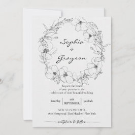 Blommigt Utandning | Sketch Peony Bröllop Firande Inbjudningar