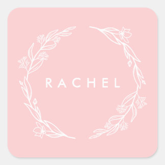 Blommigt Utandningsetikett Fyrkantigt Klistermärke