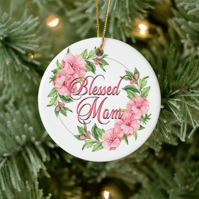 Blommigt Utandningsvälsignad Mamma Julgransprydnad Keramik (Träd)