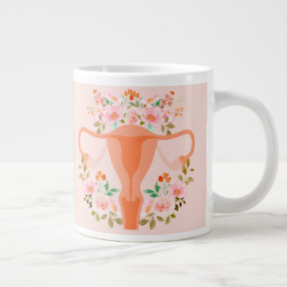 Blommigt Uterus Mugg- (persikor) Jumbo Mugg