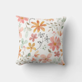 Blommigt utskriven kudde