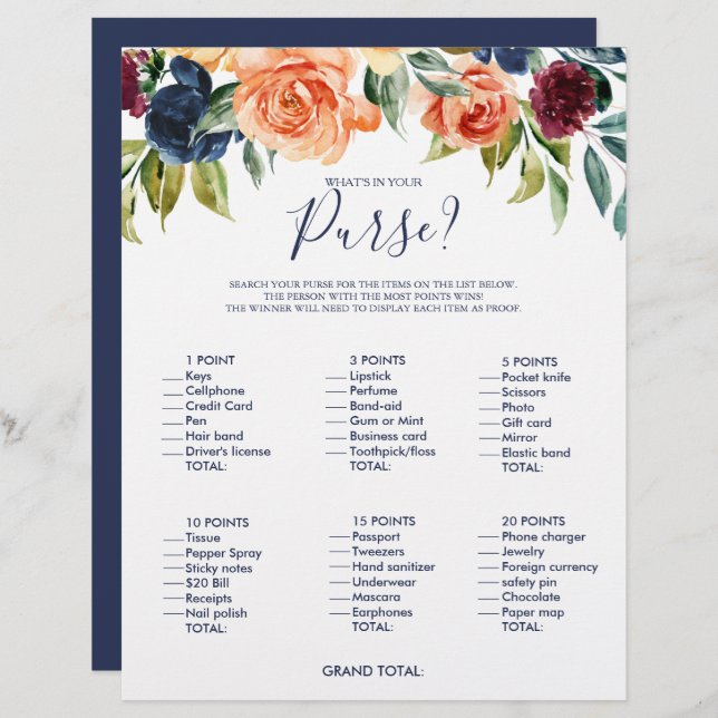 Blommigt Vad är i ditt spel för Möhippor? (Fram/baksida)