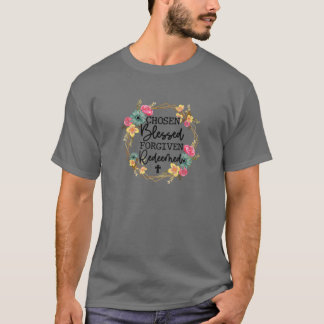 Blommigt vald Blad Forgiven Rezed Christian T Shirt