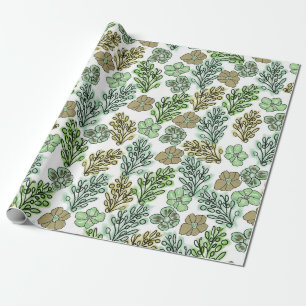 Blommigt Valencia Grönt Beige Presentpapper