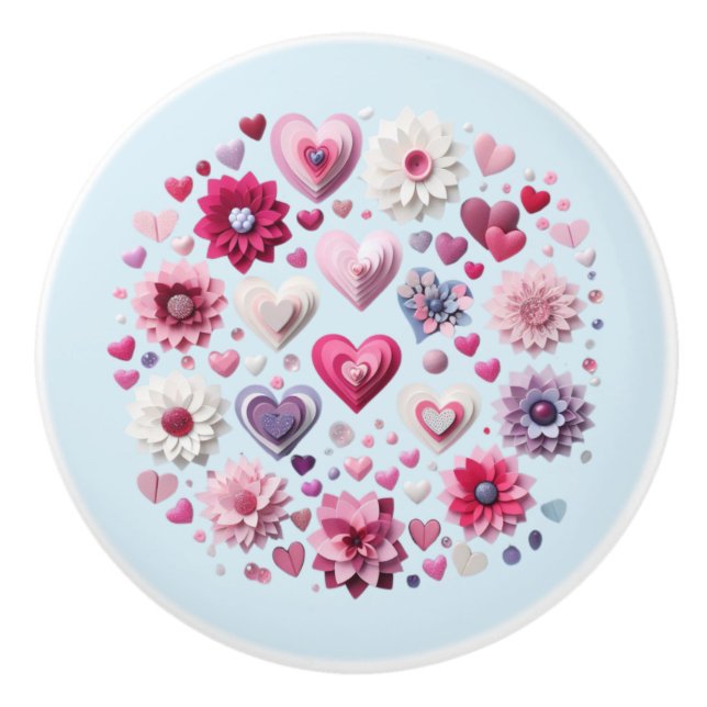 Blommigt Valentindagen Heart Knopp (Framsidan)