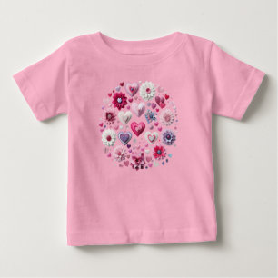 Blommigt Valentindagen Heart T Shirt