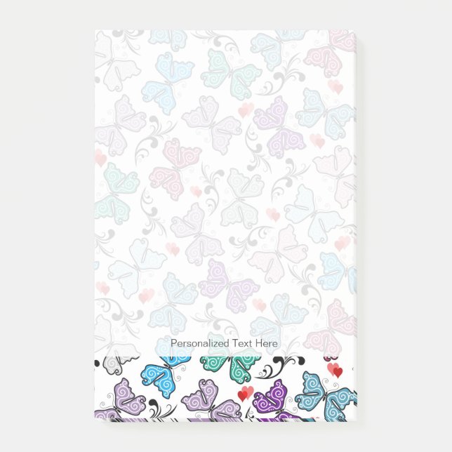 Blommigt Valentine Mönster Post-it Block (Framsida)