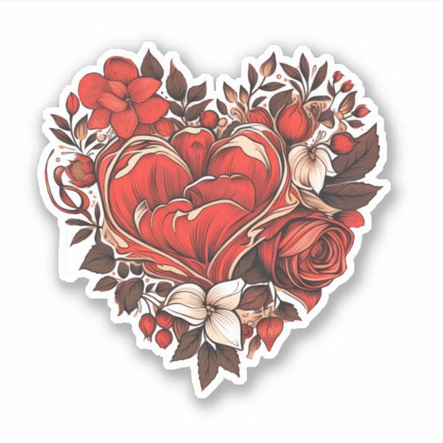 Blommigt Valentine Sticker Klistermärken (Framsida)