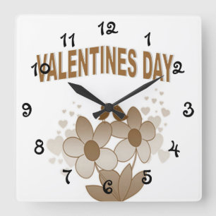 Blommigt Valentines day Fyrkantig Klocka