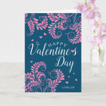 Blommigt Valentinkort (blått och Rosa)