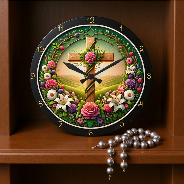 Blommigt Välkommen Kor Garden Clock Stor Klocka (Skapare uppladdad)