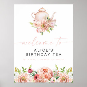  Blommigt: Välkomsthälsning till ALICE Birthday Te Poster