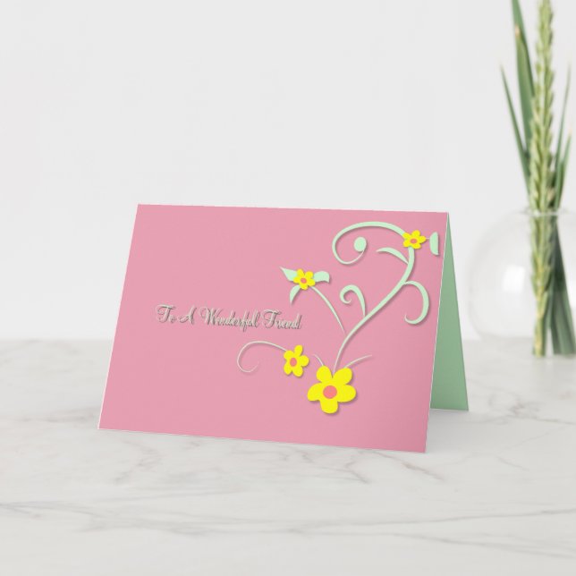 Blommigt Vänskap Card Kort (Framsida)