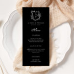 Blommigt Vapensköld Monogram Bröllop Flat Menu Meny<br><div class="desc">Blommigt vapensköld monogram bröllop-menyn.</div>