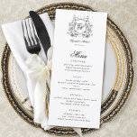 Blommigt Vapensköld Monogram Elegant bröllop Meny<br><div class="desc">Den här Blommigt Vapenskölden Monogram Elegant bröllop-menykort i klassiskt svartvitt har en ornate chinoiserie stil vintage blommigt-vapensköld som anger hur elegantens skriptkalligrafi bröllop monogram ska utformas.</div>