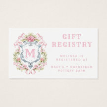 Blommigt Vapensköld Monogram Gift-registerkort
