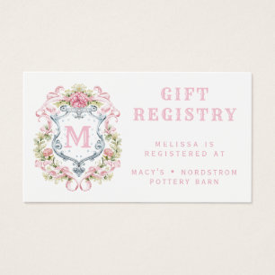 Blommigt Vapensköld Monogram Gift-registerkort Visitkort