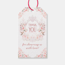 Blommigt Vapensköld  Rosa Det är en babystötare fö Presentetikett