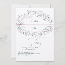 Blommigt Vapensköld Shabby chic Typografi bröllop Inbjudningar