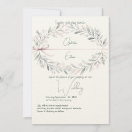 Blommigt Vapensköld Shabby chic Typografi bröllop Inbjudningar