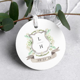 Blommigt Vapensköld Vattenfärg Monogram Bröllop Gåvor Etiketter