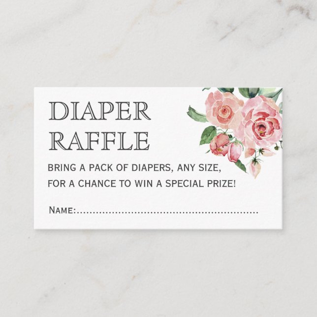Blommigt Vår Baby Shower Diaper Raffle Biljett Tilläggskort (Framsida)