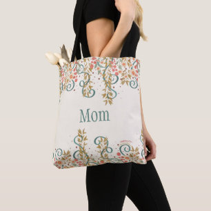 Blommigt Vår blommor Mamma Personlig Namn Tygkasse