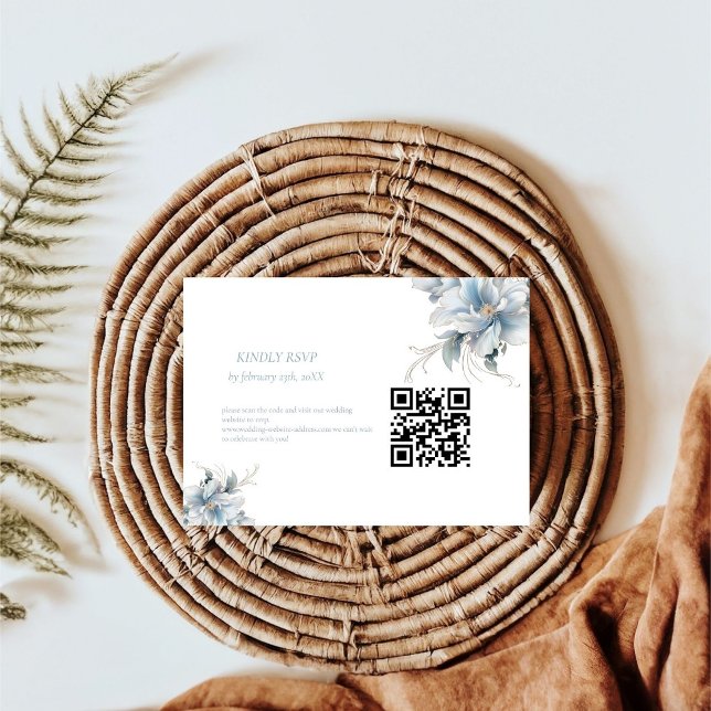 Blommigt Vår Bloom Bröllop i Guld vid marinblått OSA Kort (Skapare uppladdad)