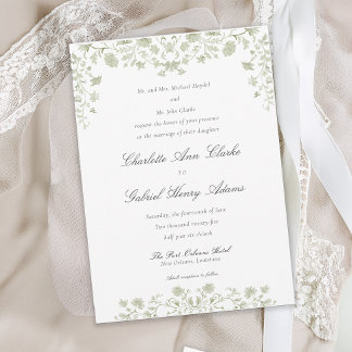 Blommigt Vår Chinoiserie Bröllop Inbjudningar