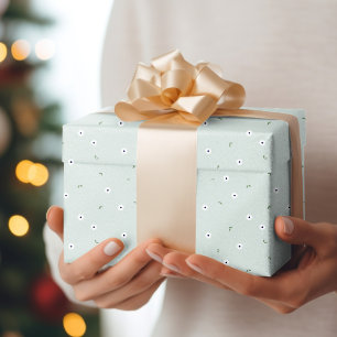 Blommigt Vår Daffodil baby blue och vit Presentpapper