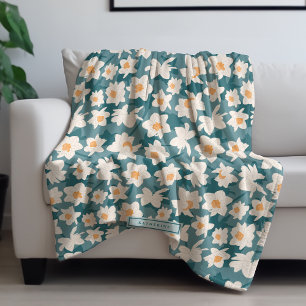 Blommigt Vår Daffodil Blooms Uppgift om Personli Fleecefilt