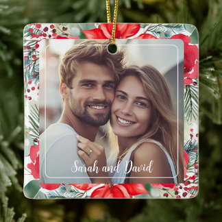 Blommigt Vår första julklapp - Foto Ornament
