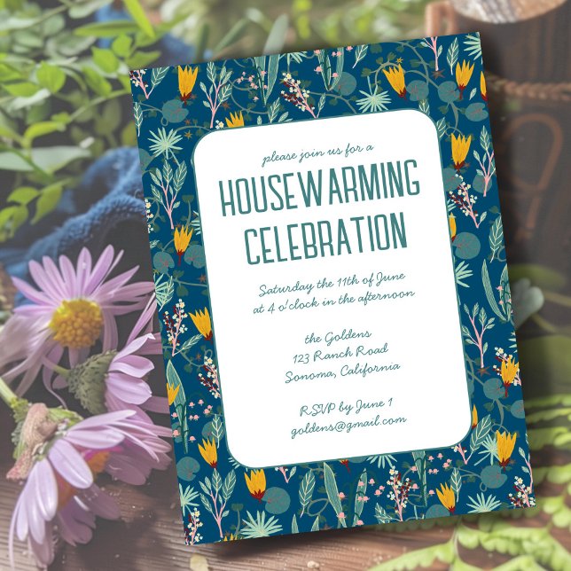 Blommigt Vår Garden Anpassningsbar HOUSEWARMING PA Inbjudningar (Floral Spring Garden Custom HOUSEWARMING PARTY Invitation
)