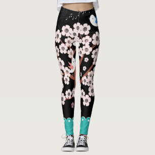 Blommigt Vår Garden med singelfåglar Leggings