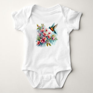 Blommigt/vår hummingbird-grafik t shirt