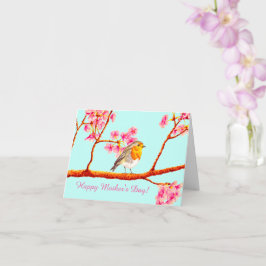 Blommigt Vår Robin Bird Mors dag Kort