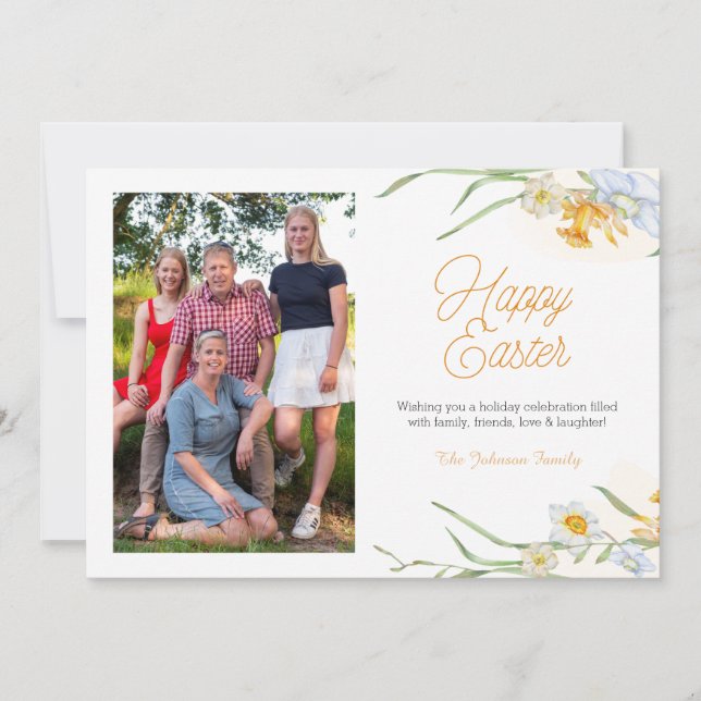 Blommigt Vår Rosa Lägg till foto Glad påsk (Framsida)