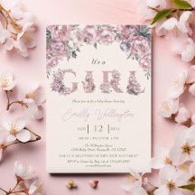 Blommigt Vår Rosa Peonies Boho Girl Baby Shower