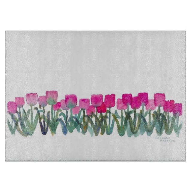 Blommigt Vår Rosa Tulip Grove Clearboard Board (Framsidan)