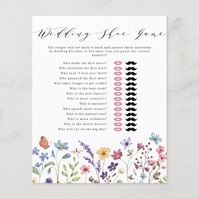 Blommigt Vår sommar Bröllop Shoe Game (Framsida)
