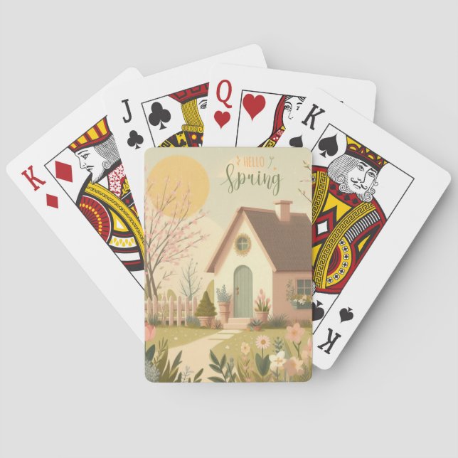 Blommigt/vår-stuga Casinokort (Baksidan)