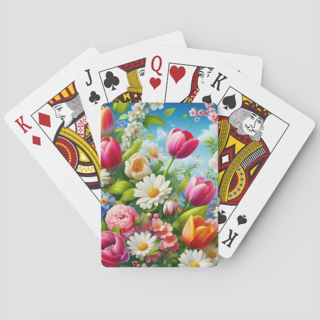 Blommigt/vår-teckning Casinokort (Baksidan)
