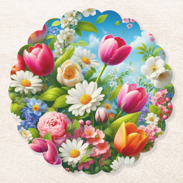 Blommigt/vår-teckning Underlägg Papper (Framsida)