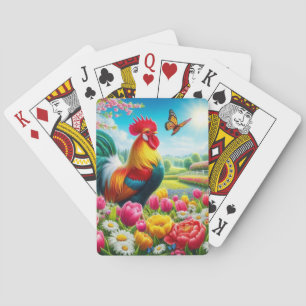 Blommigt/vår tupp/kycklingkonst casinokort
