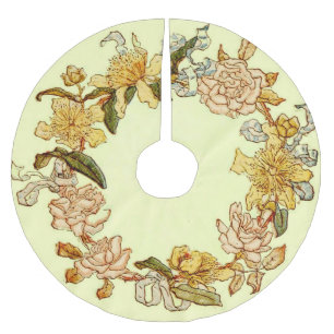 Blommigt Vår Utandning Flower Rosa Flots Art Julgransmatta Borstad Polyester