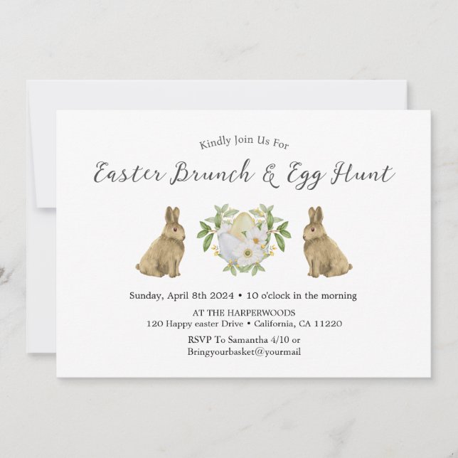 blommigt Vår Watercolor Påskägg påsk brunch Inbjudningar (Framsida)