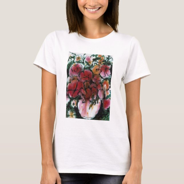 Blommigt Vas Tee Shirt (Framsida)