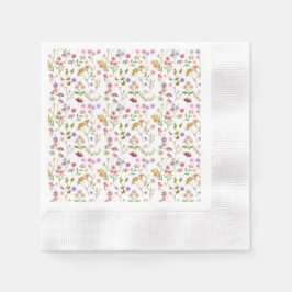 blommigt vatten färg mönster - rosa, lila, grönt pappersservett