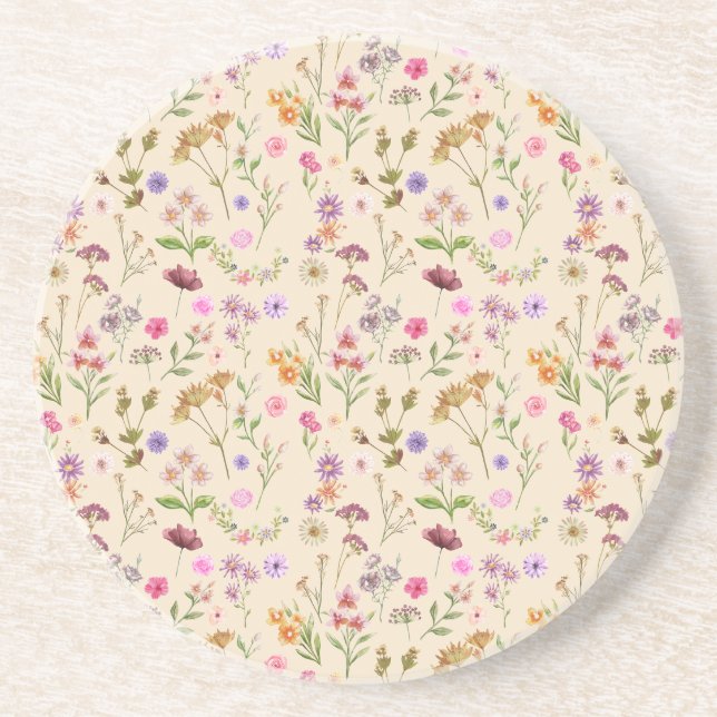 blommigt vatten färg mönster - rosa, lila, grönt- underlägg (Framsidan)