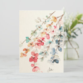 Blommigt Vattenfallskort med fast sympati Tack Kort